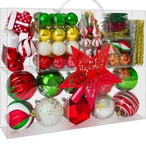 Festive Holiday Ornament Set - Red, Green, Gold